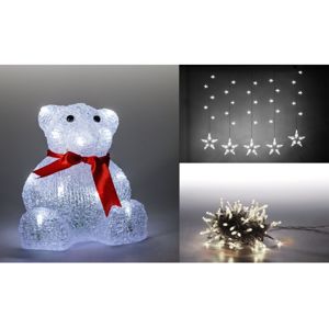 Marimex Sada LED osvětlení (Medvěd + světelný řetěz hvězdy + světelný řetěz 100 LED - studená bílá) - 19900054