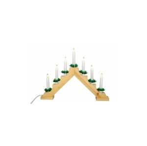 Vánoční dekorace - Klasický dřevěný svícen - 7 LED diod, teple bílé OEM D29213