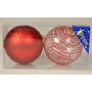 Marimex Vánoční koule s pruhy 10 cm - červená - 18000248
