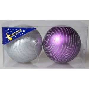 Marimex Vánoční koule s pruhy 10 cm - fialová - 18000250
